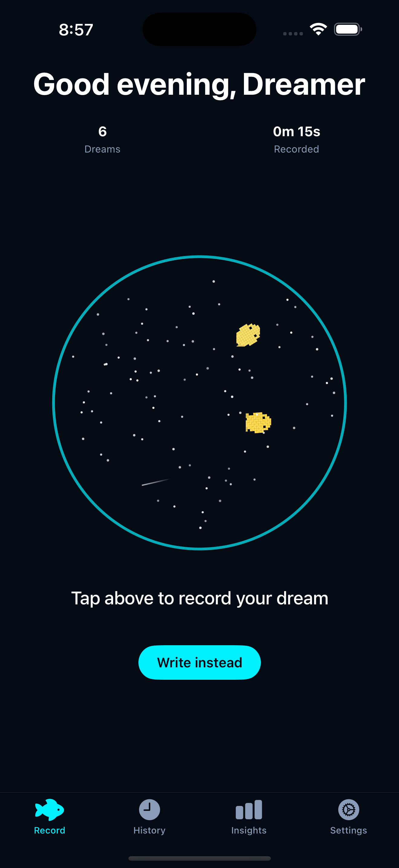 Dream recording interface